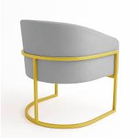 Poltrona Sala Decorativa Industrial Dourada Arielle Suede Cor Cinza - 6