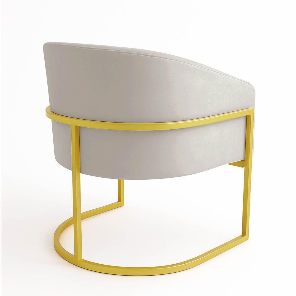 Poltrona Sala Decorativa Industrial Dourada Kit 2 Arielle Veludo Cinza - 4