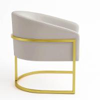 Poltrona Sala Decorativa Industrial Dourada Kit 2 Arielle Veludo Cinza - 3