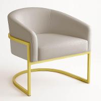 Poltrona Sala Decorativa Industrial Dourada Kit 2 Arielle Veludo Cinza - 5