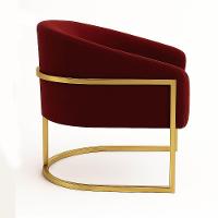 Poltrona Sala Decorativa Industrial Dourada Kit 2 Arielle Veludo Marsala - 6