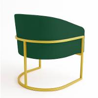 Poltrona Sala Decorativa Industrial Dourada Arielle Veludo Verde - 6