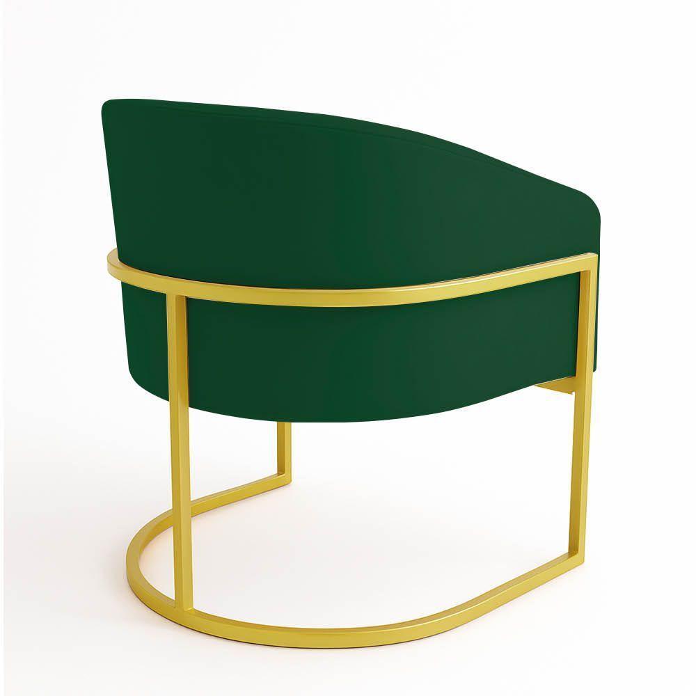 Poltrona Sala Decorativa Industrial Dourada Kit 2 Arielle Suede Verde - 6