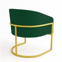 Poltrona Sala Decorativa Industrial Dourada Kit 2 Arielle Suede Verde - 6