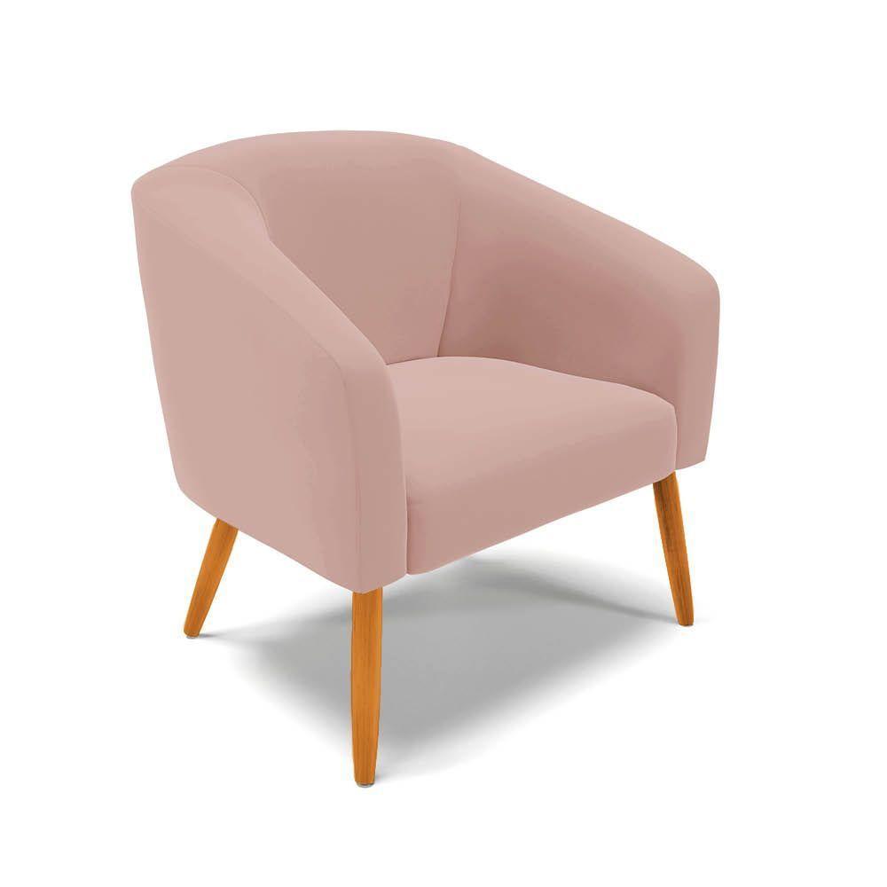 Poltrona Decorativa Pé Palito Castanho Kit 2 Stella Veludo Rosê D03 - D'rossi - 3