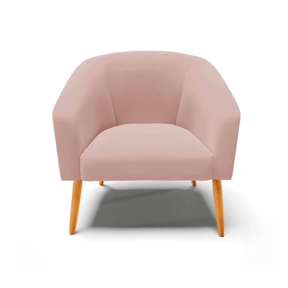 Poltrona Decorativa Pé Palito Castanho Kit 2 Stella Veludo Rosê D03 - D'rossi - 6