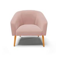 Poltrona Decorativa Pé Palito Castanho Kit 2 Stella Veludo Rosê D03 - D'rossi - 6