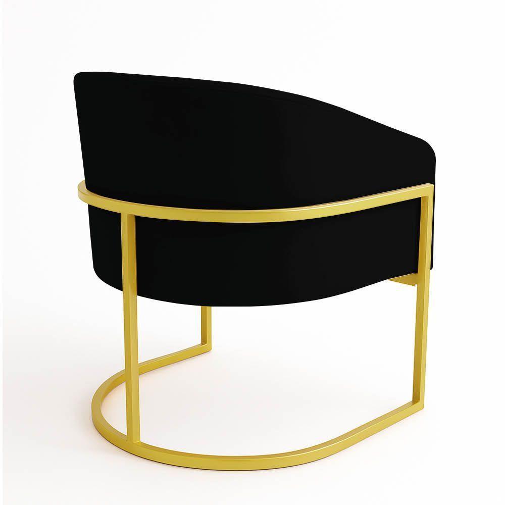Poltrona Sala Decorativa Industrial Dourada Kit 2 Arielle Suede Preto - 6