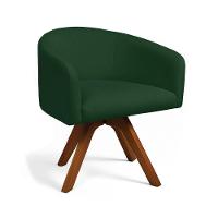 Poltrona Sala Base Giratória Madeira Arielle Bouclê Verde D03 - D'rossi - 2