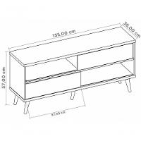 Rack Com Painel Assimério Off White Com Freijó - Moveisaqui - 6