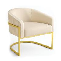 Poltrona Sala Industrial Dourada Kit 2 Arielle Veludo Cotelê Bege D03 - D'rossi - 5