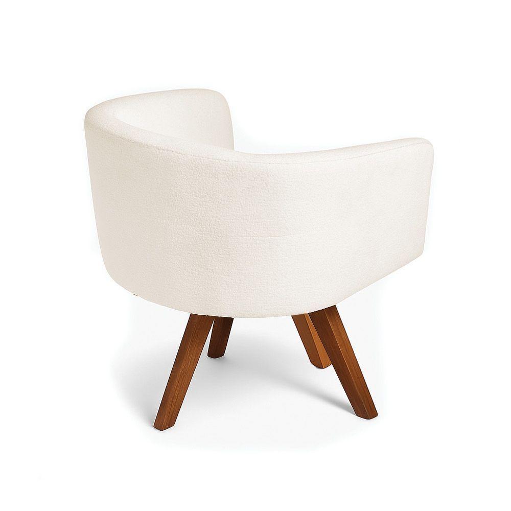 Poltrona Sala Base Giratória Madeira Arielle Bouclê Off White D03 - D'rossi - 6