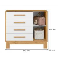 Cômoda Encanto Slim 1 Porta 4 Gavetas Freijo Off White Qmovi Freijo Com Off White - 3