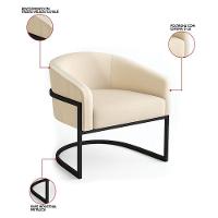 Poltrona Sala Industrial Preto Kit 2 Arielle Veludo Cotelê D03 - D'rossi Bege - 3