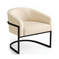 Poltrona Sala Industrial Preto Kit 2 Arielle Veludo Cotelê D03 - D'rossi Bege - 5