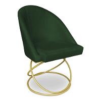 Kit 04 Cadeiras Poltrona De Jantar Bela Suede Verde Base Metálica Luxo Dourado - Pallazio - 3