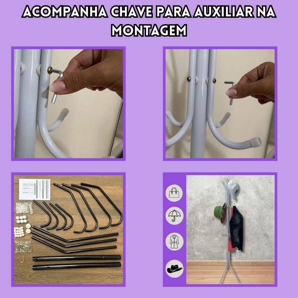 Mancebo Cabideiro Arara 9 Ganchos Roupa Blusa Casaco Bolsa Chapeu Closet Quarto Sala Organizaçao Multiuso Resistente - 9