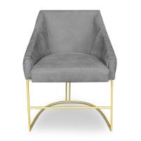 Poltrona Decorativa Alana Suede Base De Ferro Dourado - Pallazio Cor Grafite - 3