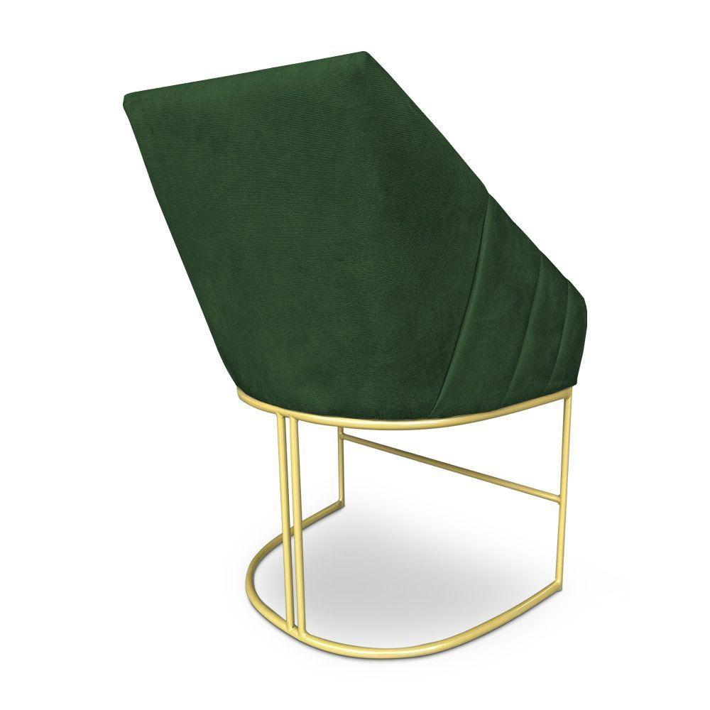 Poltrona Decorativa Alana Suede Verde Base De Ferro Dourado - Pallazio - 5