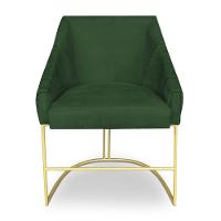 Poltrona Decorativa Alana Suede Verde Base De Ferro Dourado - Pallazio - 3