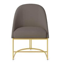 Kit 02 Cadeiras Poltrona De Jantar Bela Corano Nozes E Linho Grafite Base Metálica Industrial Dourado - Pallazio