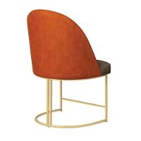 Kit 02 Cadeiras Poltrona De Jantar Bela Corano Nozes E Linho Grafite Base Metálica Industrial Dourado - Pallazio - 6