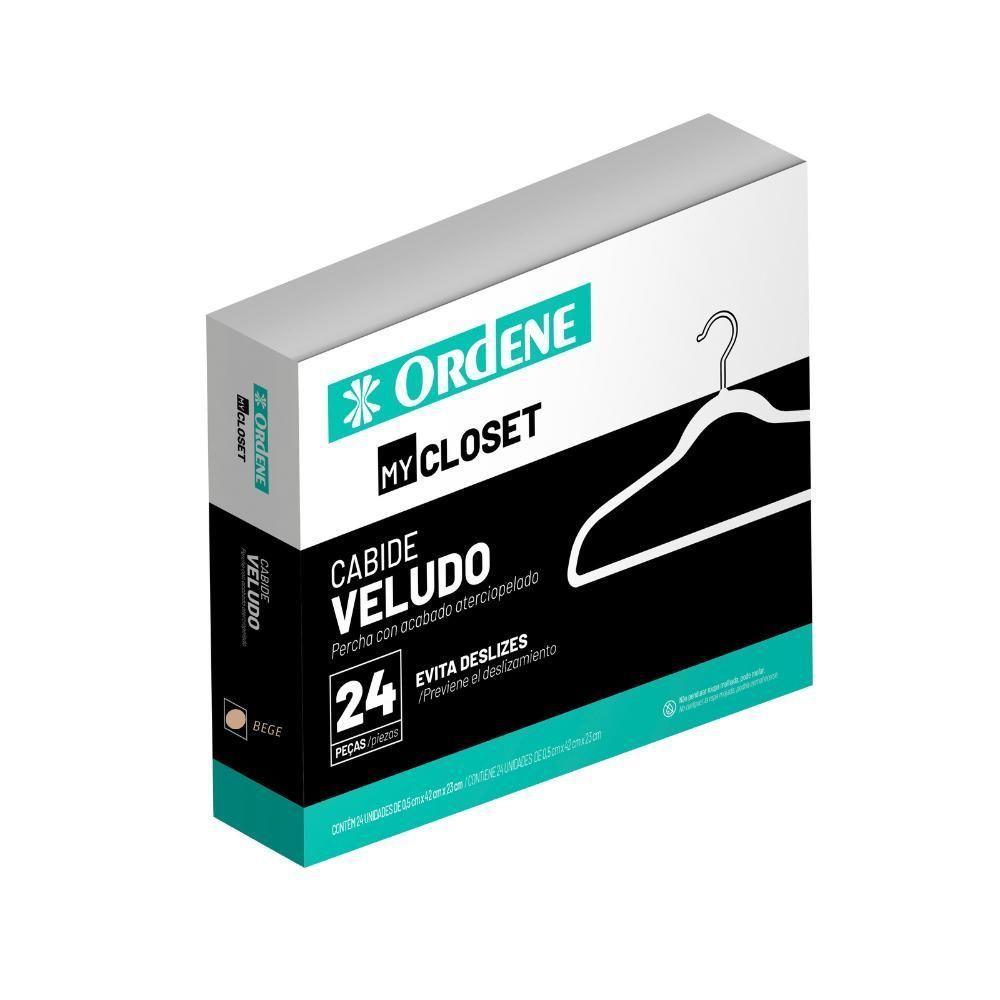 Cabide De Veludo Bege 42cm My Closet Ordene 24 Unidades - 1