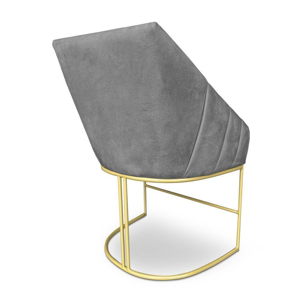 Poltrona Decorativa Alana Veludo Base De Ferro Dourado - Pallazio Cor Grafite - 5
