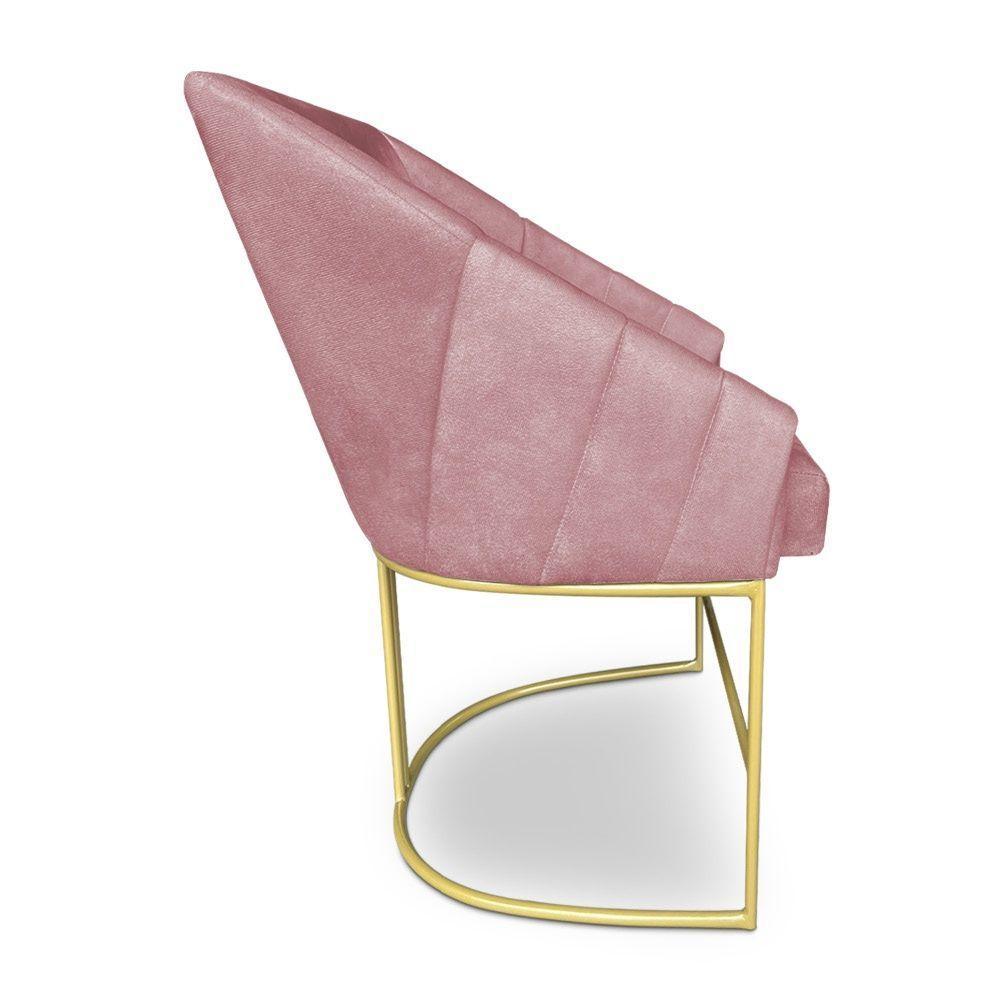 Poltrona Decorativa Alana Veludo Base De Ferro Dourado - Pallazio Cor Rosê - 4