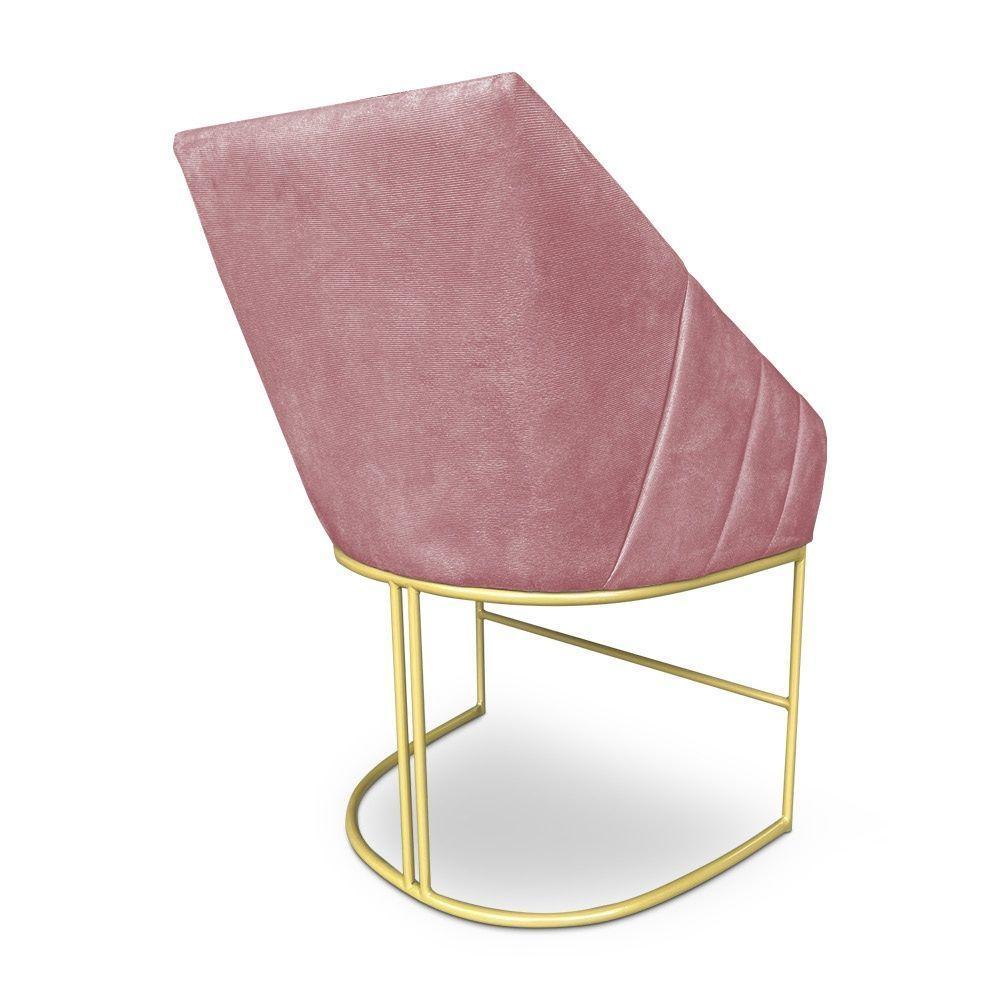 Poltrona Decorativa Alana Veludo Base De Ferro Dourado - Pallazio Cor Rosê - 5