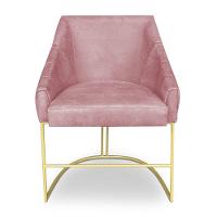 Poltrona Decorativa Alana Veludo Base De Ferro Dourado - Pallazio Cor Rosê - 3
