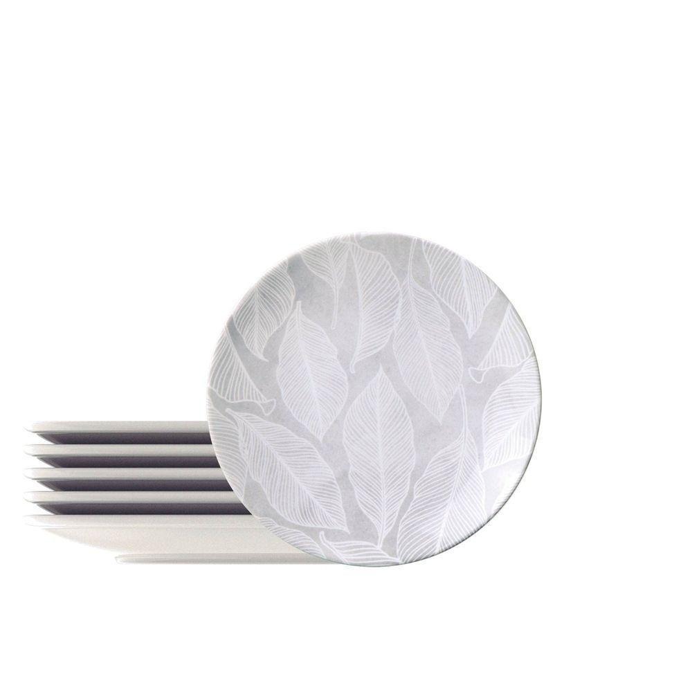 Kit Prato Sobremesa Tramontina Arbo Em Porcelana Decorada 19 Cm 6 Peças Tramontina - 1