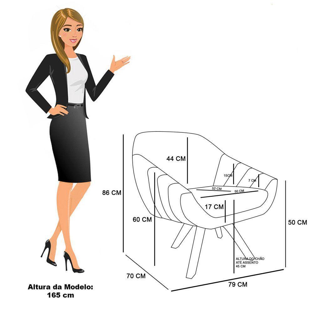 Poltrona Giratória Giovana Veludo Rosê Base Maderia Ma30 D03 - D'rossi - 4