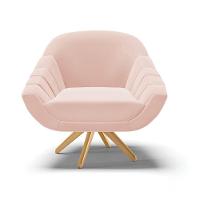 Poltrona Giratória Giovana Veludo Rosê Base Maderia Ma30 D03 - D'rossi - 5
