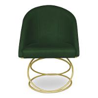 Kit 06 Cadeiras Poltrona De Jantar Bela Suede Verde Base Metálica Luxo Dourado - Pallazio