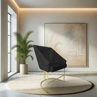 Poltrona Decorativa Alana Suede Base De Ferro Dourado - Pallazio Cor Preto - 1
