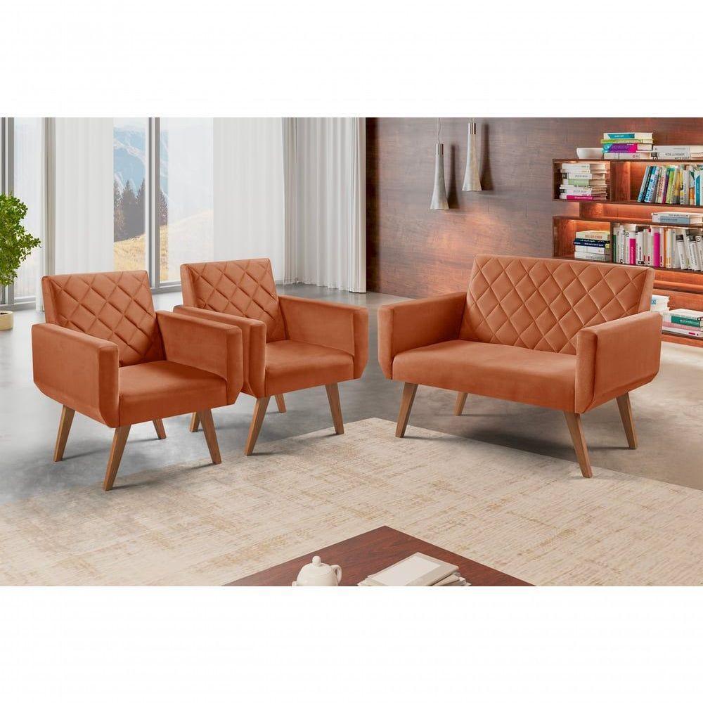 Conjunto Anabelle 2 Poltronas De 1 Lugar 1 Poltrona 2 Lugares Braço Terracota - 4