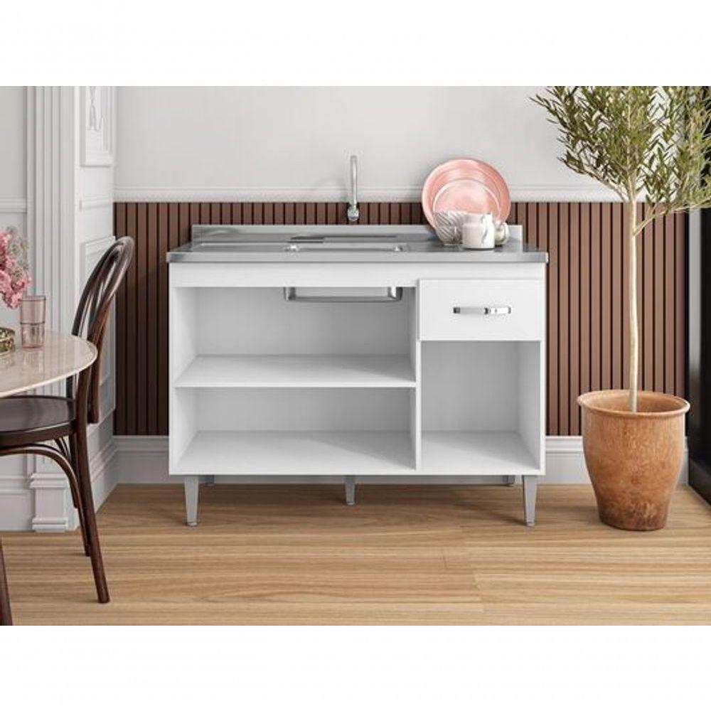 Balcão Para Pia Gabriela 120cm 3 Portas E 1 Gav - Branco - 2