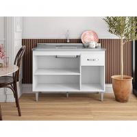 Balcão Para Pia Gabriela 120cm 3 Portas E 1 Gav - Branco - 2