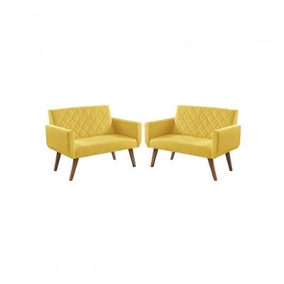 Kit 2 Poltronas 2 Lugares Anabelle Amarelo