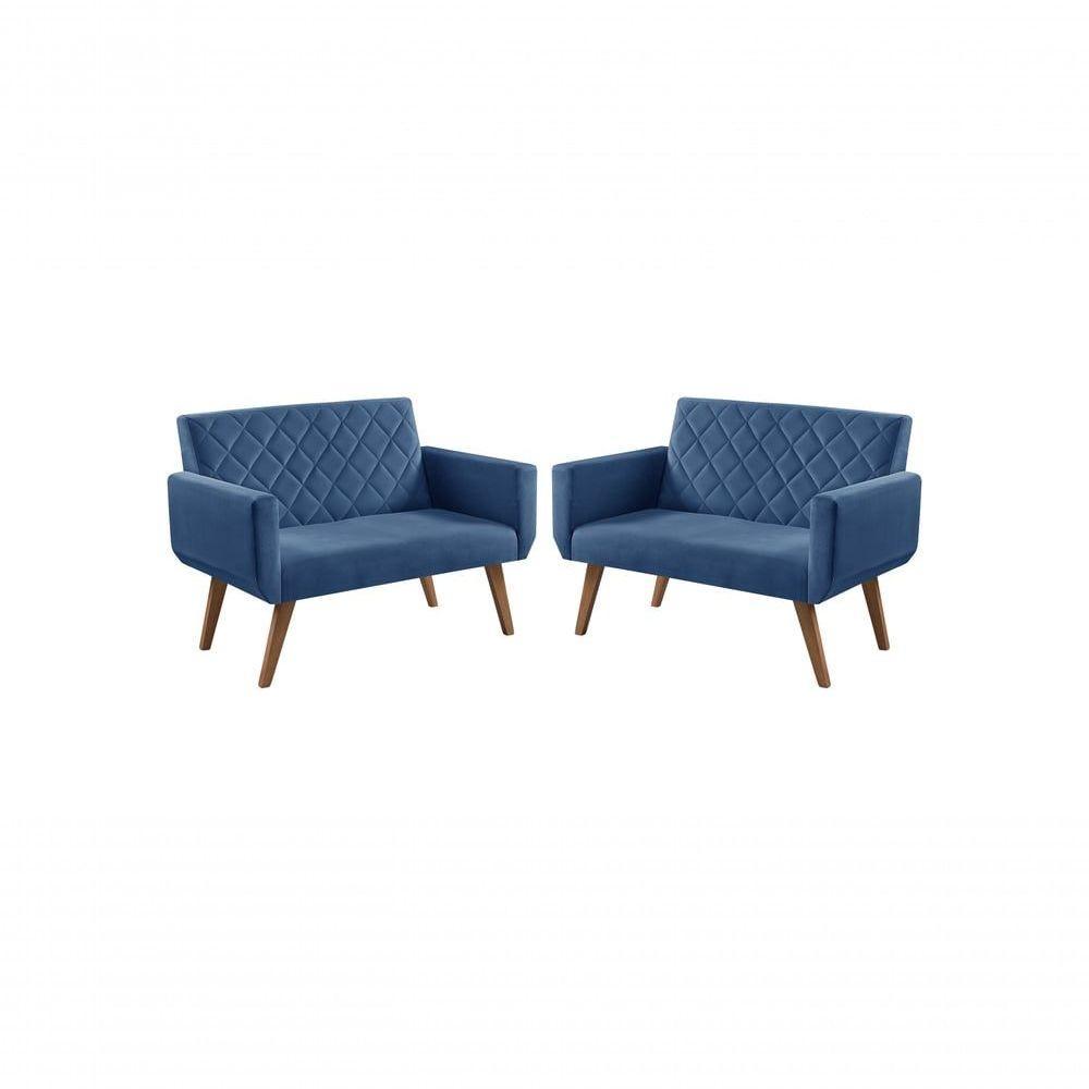 Kit 2 Poltronas 2 Lugares Anabelle Azul Bic - 1
