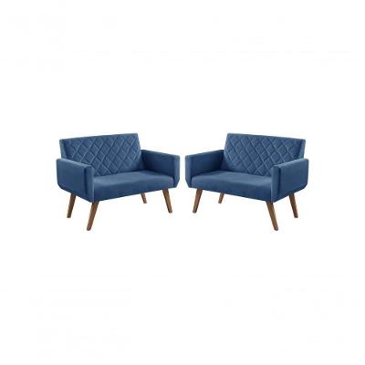 Kit 2 Poltronas 2 Lugares Anabelle Azul Bic