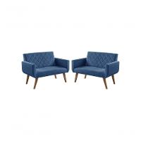 Kit 2 Poltronas 2 Lugares Anabelle Azul Bic - 1