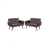 Kit 2 Poltronas 2 Lugares Anabelle Marrom - 1