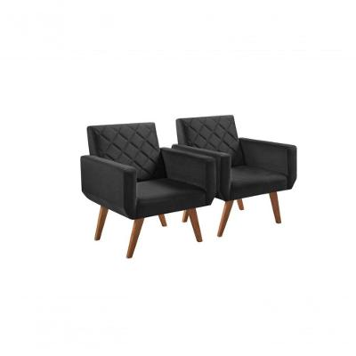 Kit 2 Poltronas Anabelle Giratória Suede Preto Unidecor