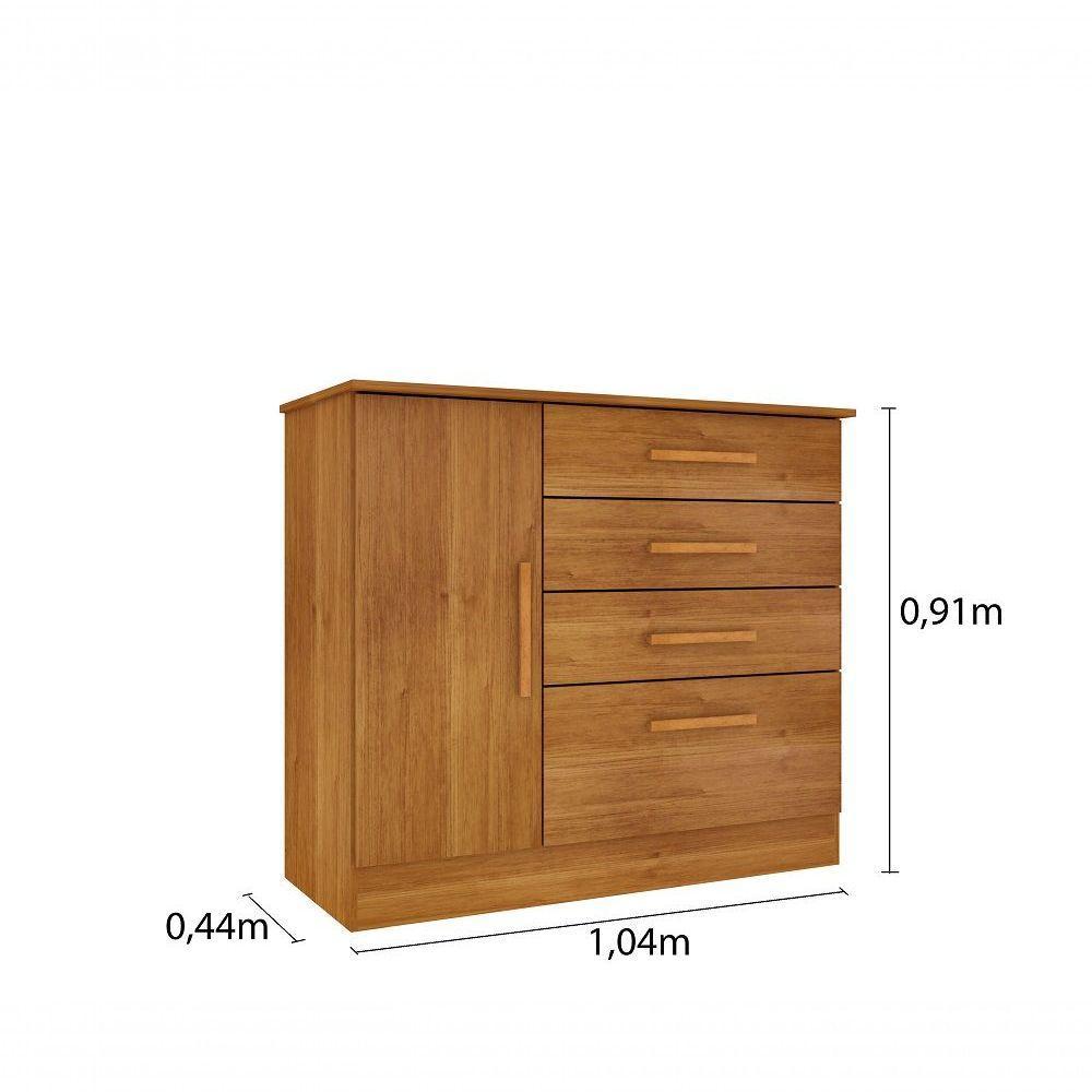 Cômoda Chicago 4 Gavetas 1 Portas Tcil Cinamomo - 2