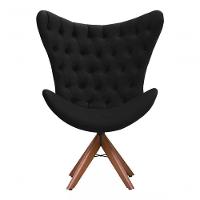 Poltrona Decorativa 1 Lugar Afrodite Suede Capitone Pe Palito Preto - 1