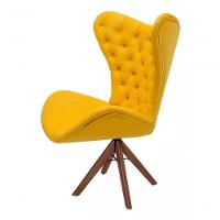 Poltrona Decorativa 1 Lugar Afrodite Suede Capitone Pe Palito Amarelo - 2