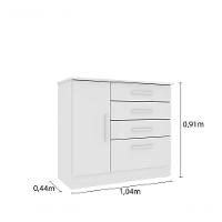 Cômoda Chicago 4 Gavetas 1 Portas Tcil Neve - 2