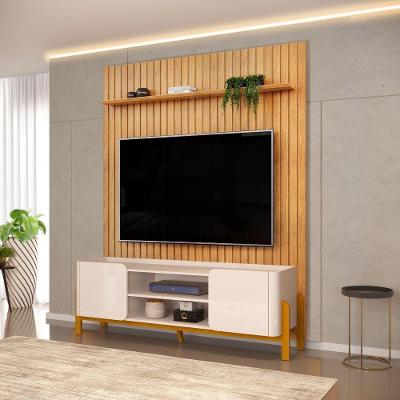 Bancada Cher E Painel Trento Para Tv Até 65 Polegadas 183x240cm Off White Cedro- Mabe Magazine